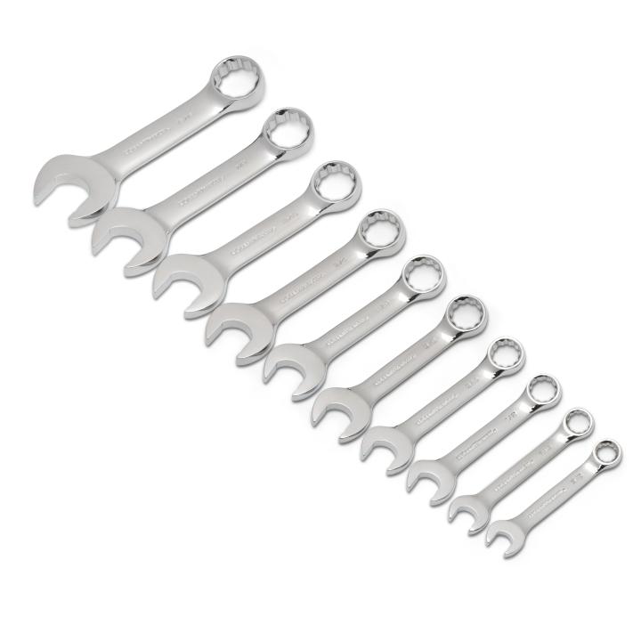 10 Piece 12 Point Stubby Combination SAE Wrench Set